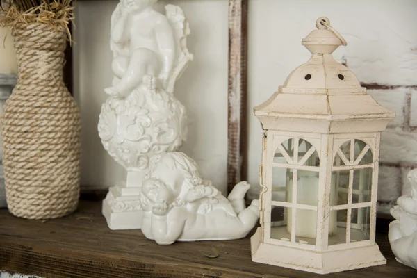 Close-up of the lamp, a ceramic angel — Stock Photo, Image