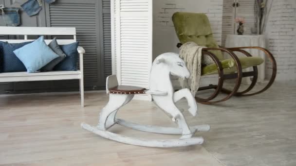 Room with a rocking chair rocking chair, — Stock Video