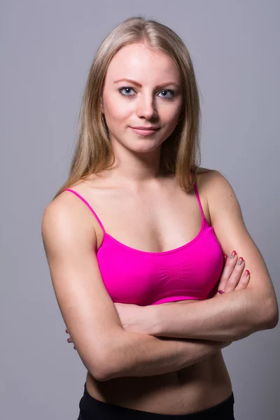 Portrait of a pretty girl shaping — Stock Photo, Image