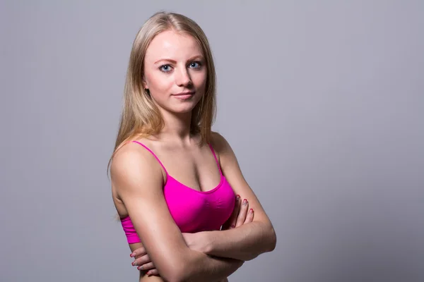 Close-up portret Ładna dziewczyna sportowca — Zdjęcie stockowe