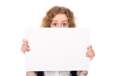 İş kadını izole portre. Kız gösteri büyük Pano