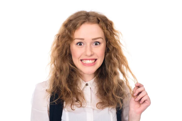 Happy surprised young female student — Stock Photo, Image