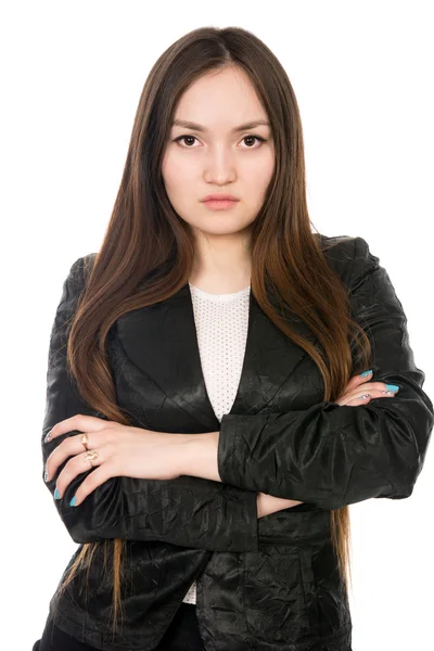 Retrato de mujer de negocios asiática en chaqueta negra . — Foto de Stock