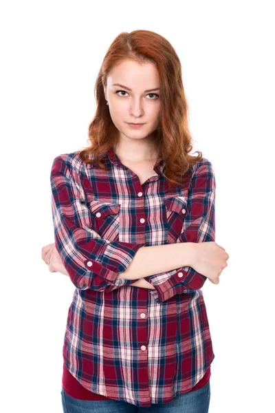 Portrait of a beautiful red-haired girl. — Stock Photo, Image