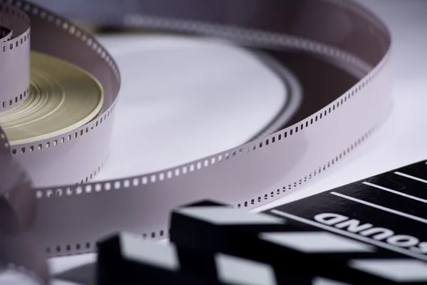 Coil and film into a movie clapper for film production — Stock Photo, Image