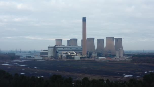 Letecký Pohled Starou Uhelnou Elektrárnu Procesu Vyřazování — Stock video