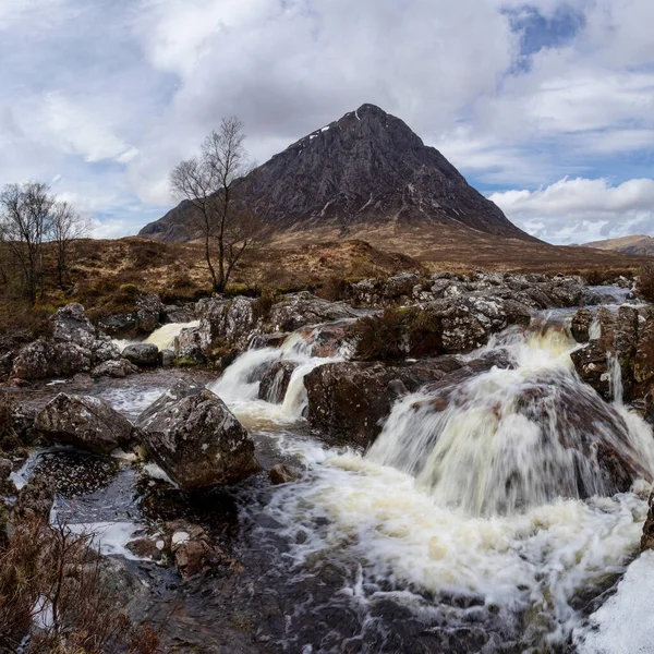 Buachaille Etive Mor Cachoeira Coupall Rio Glencoe — Fotografia de Stock