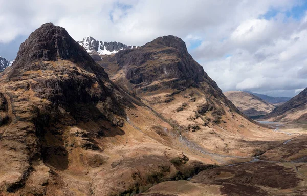 Tre Sorelle Glencoe Scotland Con Loch Achtriochtan Lontananza — Foto Stock
