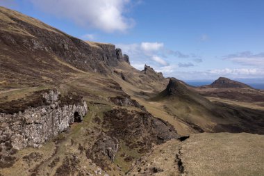 the quiraing near staffin isle of skye looking east sunny day 