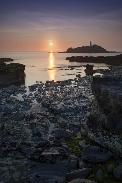 Godrevy zonsondergang — Stockfoto