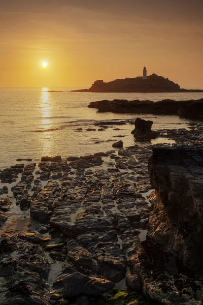 Godrevy Sonnenuntergang lizenzfreie Stockbilder