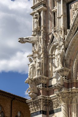 Siena Tuscany İtalya 'daki katedral cephesinin ayrıntıları.