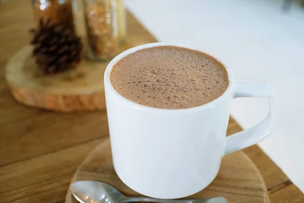 Tazza Caffè Caldo Sul Tavolo Legno — Foto Stock