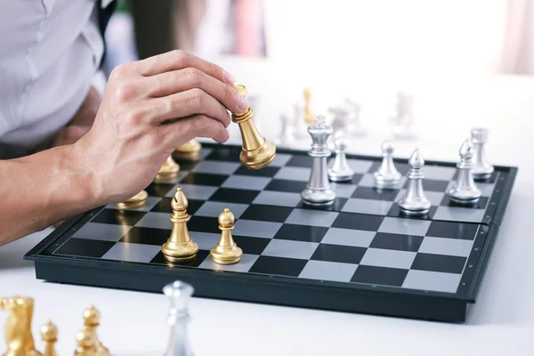 Businessman Play Chess Game Success Management Concept Business Strategy Tactic — Stock Photo, Image