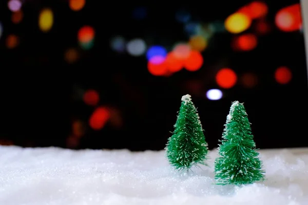 Vánoční Domácí Dekorace Little Ručně Vyráběné Dárkové Krabice Sněhu Pokryté — Stock fotografie