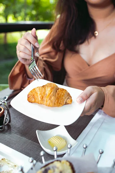 Full American Breakfast Huge healthy breakfast spread on a table with coffee Breakfast served with coffee English breakfast fried egg croissants