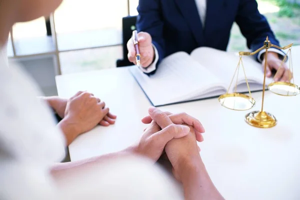 Legal Counsel Presents Client Signed Contract Gavel Legal Law Justice — Stock Photo, Image