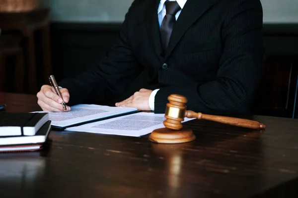 Legal Counsel Presents Client Signed Contract Gavel Legal Law Justice — Stock Photo, Image