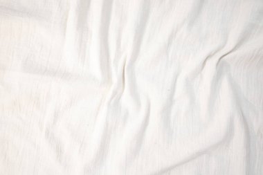 Kumaş perde arkası Beyaz keten branda buruşmuş doğal pamuk kumaş doğal el yapımı keten arka plan Organik eko tekstil beyaz kumaş kumaş dokusu 