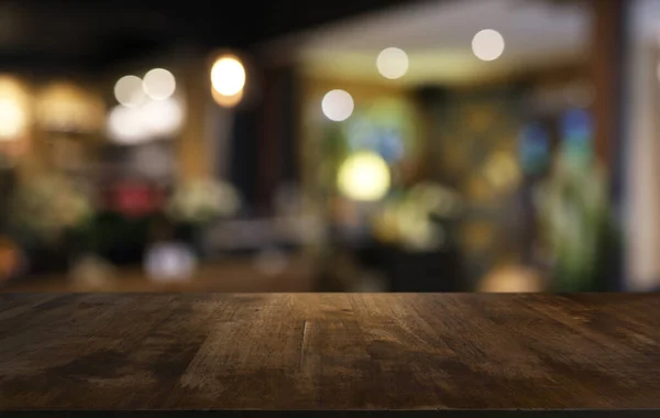 Wood Table Top Blur Háttérszoba Belső Tér Üres Másolási Hellyel — Stock Fotó