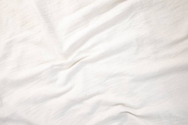 Kumaş perde arkası Beyaz keten branda buruşmuş doğal pamuk kumaş doğal el yapımı keten arka plan Organik eko tekstil beyaz kumaş kumaş dokusu 
