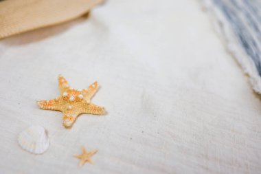 Yaz tatilinin arka planı Sahilde dinlenmeye hazır, kopya alanı için tasarım,