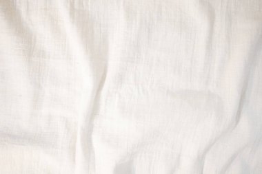 Kumaş perde arkası Beyaz keten branda buruşmuş doğal pamuk kumaş doğal el yapımı keten arka plan Organik eko tekstil beyaz kumaş kumaş dokusu 