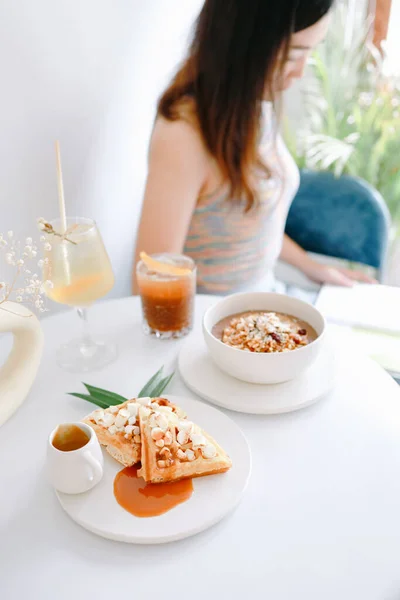 Bol Petit Déjeuner Sain Yogourt Granola Propre Manger Végétarien Concept — Photo