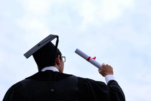 Student Congratulations Graduates Wearing Graduation Gown University — Stock Photo, Image