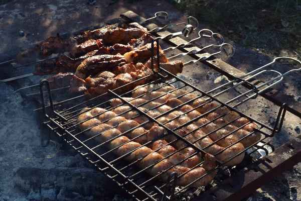 Izgarada Izgara Şiş Kebap — Stok fotoğraf