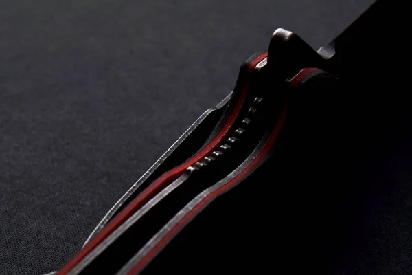 Frame Lock Folding Knife Black Background — Stock Photo, Image