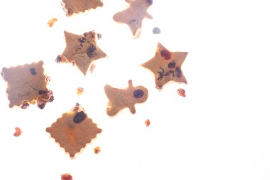 Farklı şekillerde kurabiyeler, glütensiz, sağlıklı tatlı izole edilmiş arka plan.