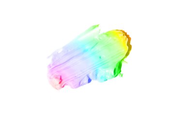 Kremin lekesi ve dokusu. Gökkuşağının rengi, beyaz bir arkaplanda izole edilmiş. Kozmetik güzellik tasarımı için bir element.