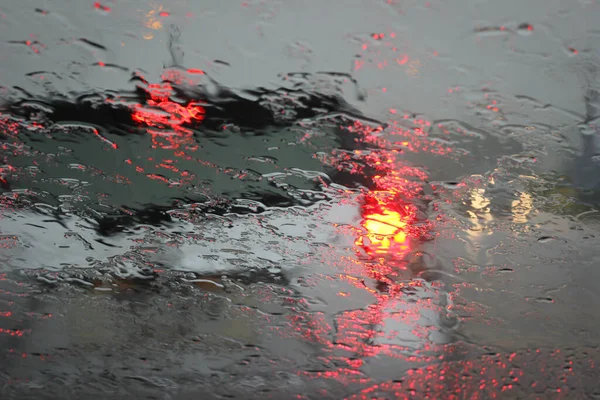 Borrão Fundo Gota Chuva Pára Brisas Carro — Fotografia de Stock