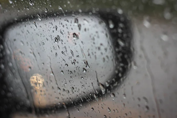 Fond Flou Goutte Pluie Sur Pare Brise Voiture — Photo