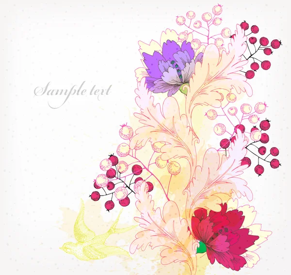 Fond avec des fleurs colorées et des taches — Image vectorielle