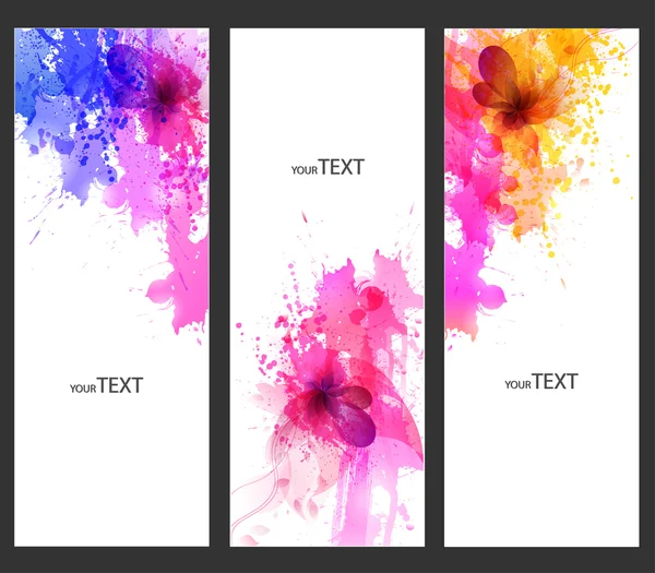 Banners con texturas florales de acuarela — Vector de stock