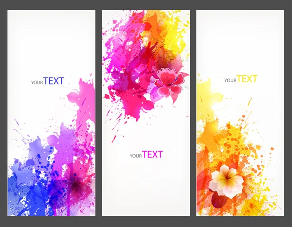 Banners con texturas florales de acuarela — Vector de stock