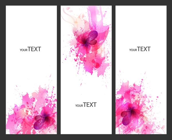 Banners with floral watercolor textures — Stock Vector