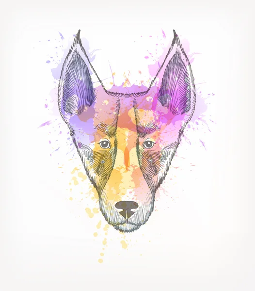 Ruka nakreslený portrét psa — Stockový vektor