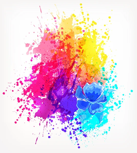 Aquarel splatters met bloem — Stockvector