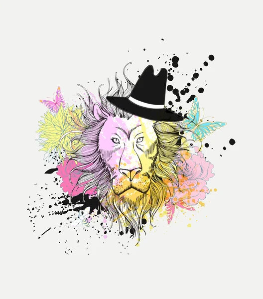 Hand Drawn of lion — Stock Vector