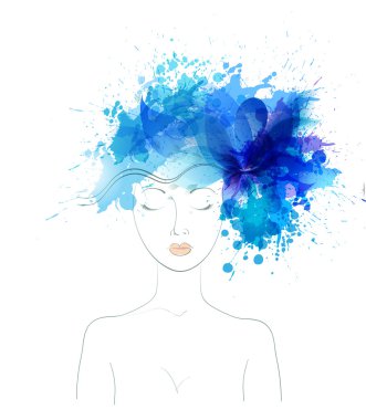 Renkli çiçekler ve lekeleri kadın ile