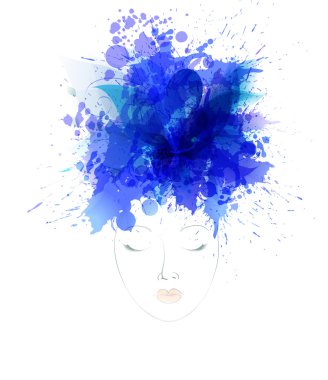 Renkli çiçekler ve lekeleri kadın ile