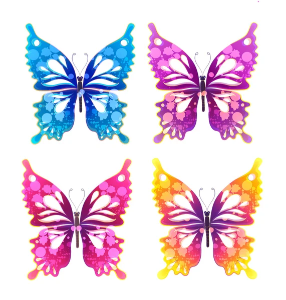 Cuatro mariposa acuarela pintada — Vector de stock