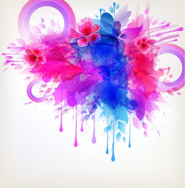 Çiçek ve açıkları ile suluboya arka plan.