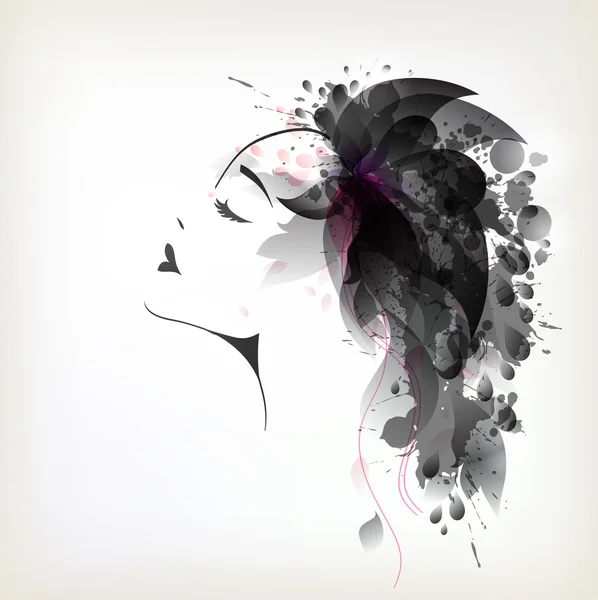 Femme aux cheveux de fleur abstraits — Image vectorielle
