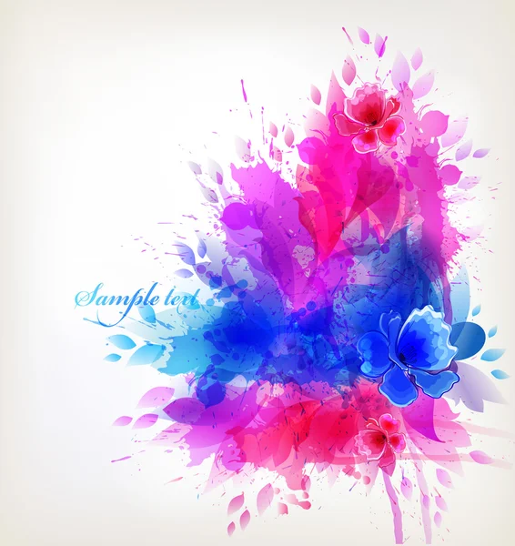 Aquarelle fond avec des fleurs et des taches — Image vectorielle