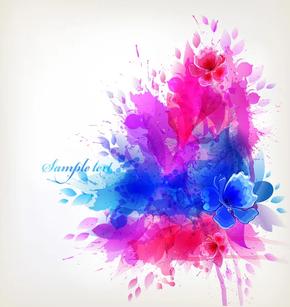 Watercolor background with  flowers and blots — Stock Vector