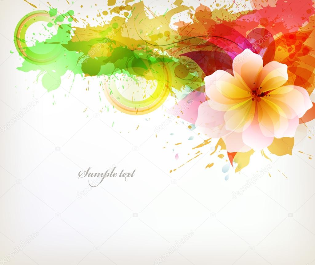 Watercolor background with colorful flower